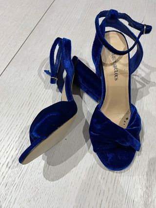 Sandalias Terciopelo Azul T38 JUSTFAB  Nuevas