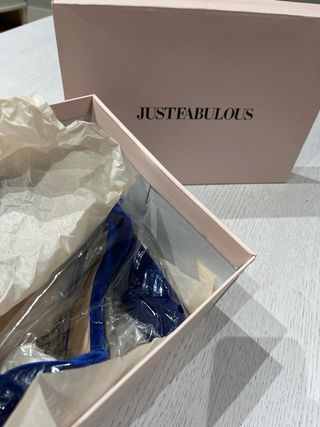 Sandalias Terciopelo Azul T38 JUSTFAB  Nuevas