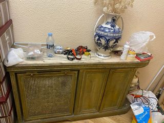 Mueble entrada madera maciza tallado a mano en pan