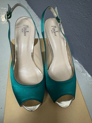 Zapatos de tacón verde esmeralda talla 38
