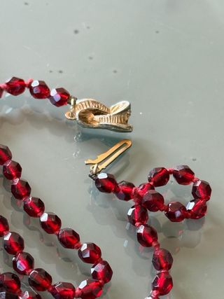 Collana Veneziana Vintage Vetro Rosso Oro