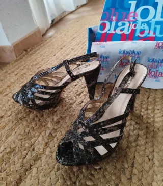 Sandalias Lola Blue/Tacón Plataforma/ Sin Estrenar