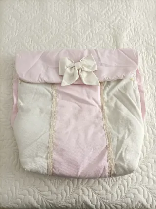 Saco bebé paseo Piqué rosa y blanco