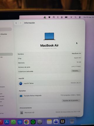 MacBook Air M3 13.6 256GB Plata