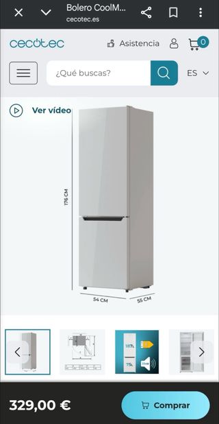 Nevera Cecotec Blanca 176cm