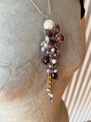 Collana vintage ciondolo fiore grappolo