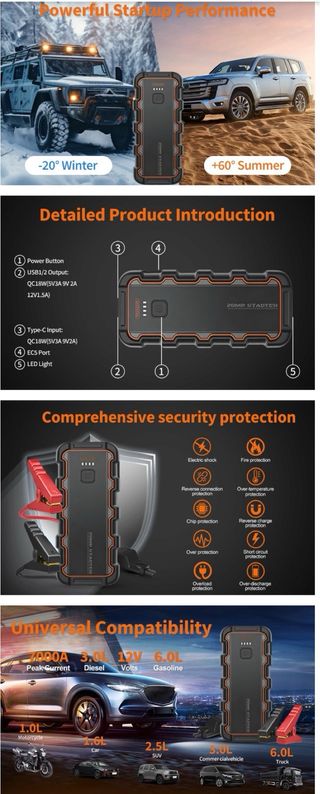 Arrancador de Coches Power Bank 7000A