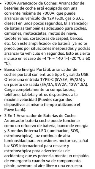 Arrancador de Coches Power Bank 7000A