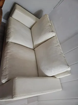 GANGA Sofá de piel blanco