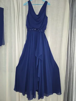Vestido fiesta largo azul Pronovias. T42.