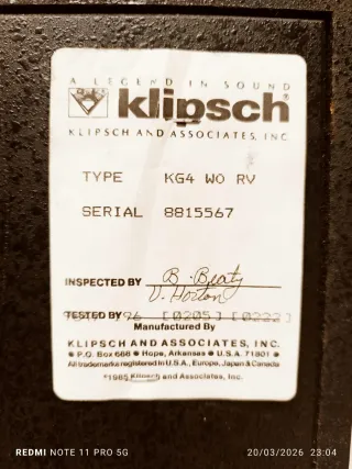 KLIPSCH KG4 LEGENDARIOS ALTAVOCES MADE IN USA.