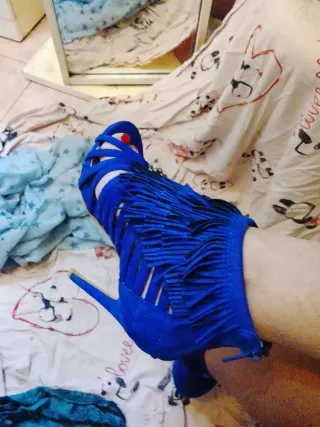 Spillo Electric Blue Stivaletti Chic con frange 36