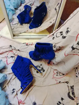 Spillo Electric Blue Stivaletti Chic con frange 36