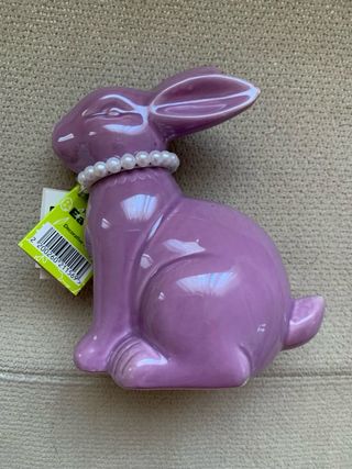 Figura Conejo Pascua Cerámica Lila