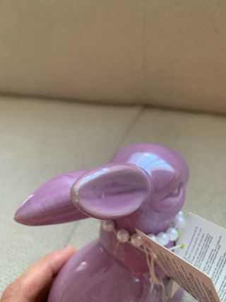 Figura Conejo Pascua Cerámica Lila