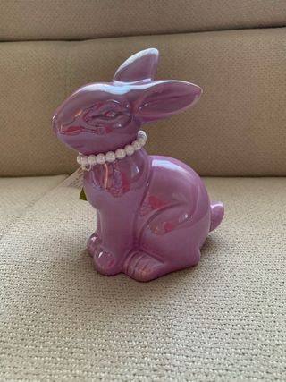 Figura Conejo Pascua Cerámica Lila