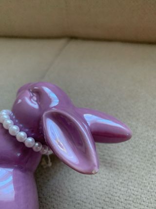 Figura Conejo Pascua Cerámica Lila