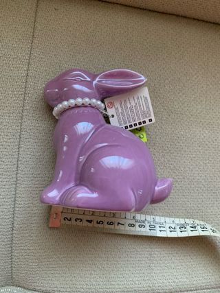 Figura Conejo Pascua Cerámica Lila