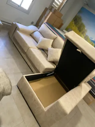 Sofá chaise longue gris