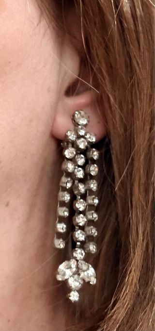 Orecchini clip vintage strass pendenti