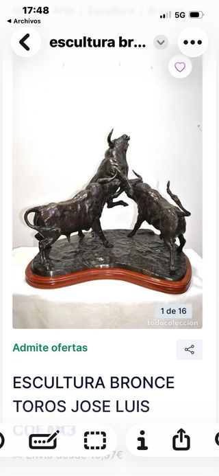 Escultura Bronce Pelea Toros José Cuevas