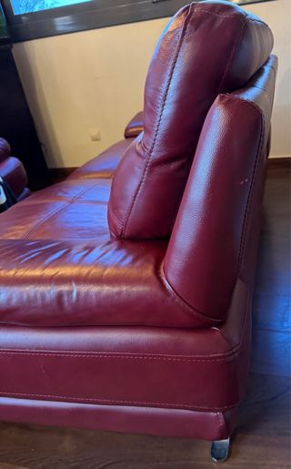 Sofá de Piel Rojo Oscuro 3 Plazas