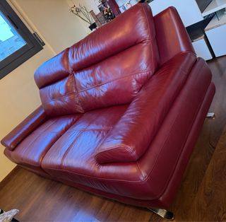Sofá de Piel Rojo Oscuro 3 Plazas
