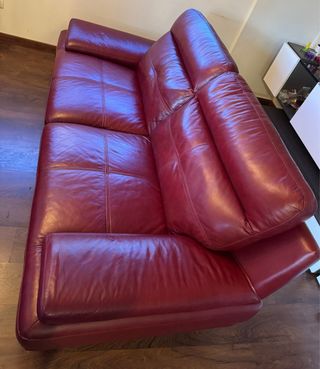 Sofá de Piel Rojo Oscuro 3 Plazas