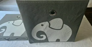 Set 2 Contenitori Stoffa Grigio Elefante