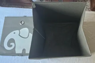 Set 2 Contenitori Stoffa Grigio Elefante