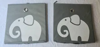 Set 2 Contenitori Stoffa Grigio Elefante