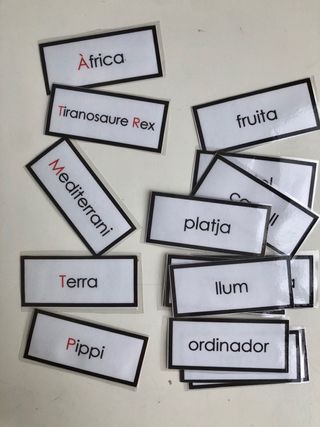 Tarjetas artesanales cajón de gramática Montessori