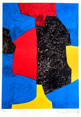 Serge Poliakoff Composición azul y roja Litografía