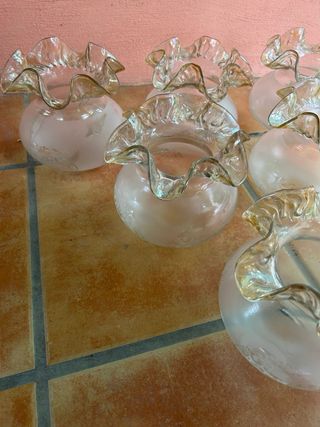 Lote 6 tulipas cristal años 70