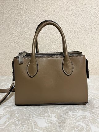 Bolso Parfois marrón topo elegante triple bolsillo