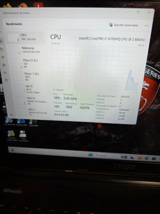 Ordenador portátil MSI Gaming i7 con 16 gigas RAM