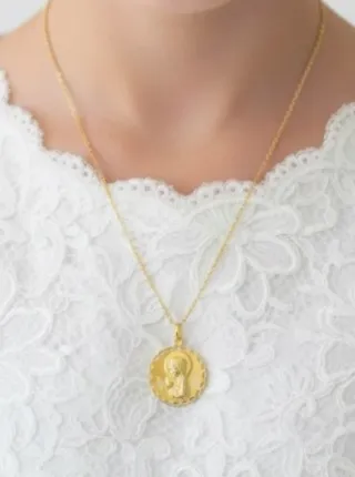 Collar Medalla Plata Ley