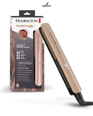 Remington Plancha de Pelo Pearl, Cerámica Avanzada con Perla, Placas Flotantes Extralargas, Temperatura hasta 230°C, Función Turbo, Digital, Calentamiento 10s, Color Blanco Y Negro, S9501, 110mm