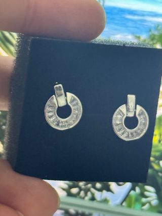 Pendientes Aro Cristales Plateados