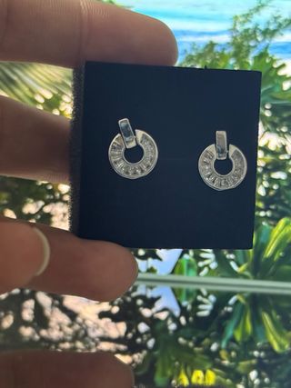 Pendientes Aro Cristales Plateados