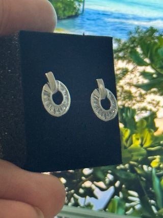 Pendientes Aro Cristales Plateados