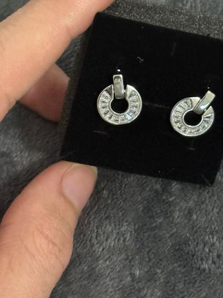 Pendientes Aro Cristales Plateados