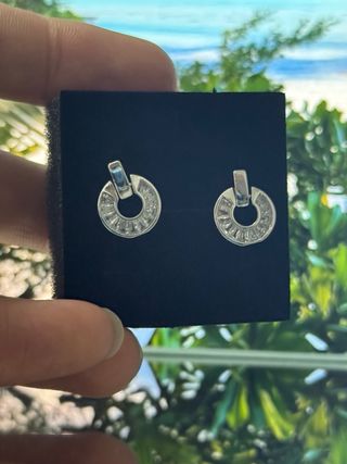 Pendientes Aro Cristales Plateados