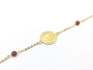 pulsera oro 18k con piedra con coral