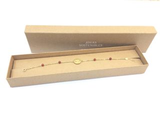pulsera oro 18k con piedra con coral