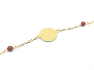 pulsera oro 18k con piedra con coral