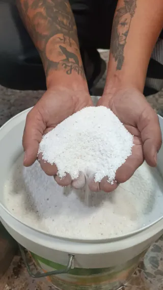 2 Tarros Piedra Natural Decorativa Beige/Blanco