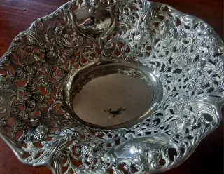 Centrotavola vintage metallo argentato