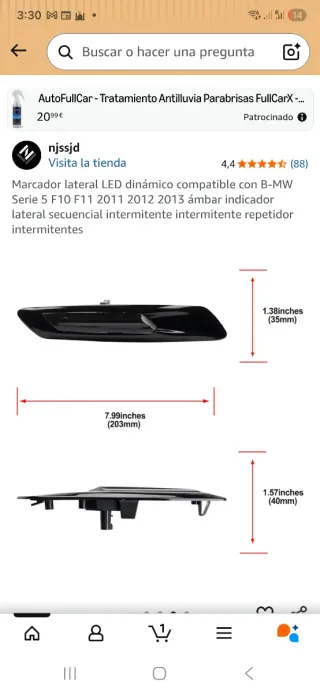 Intermitentes LED BMW F10 F11 ámbar dinámicos Ñ