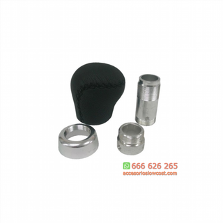 POMO PALANCA DE CAMBIOS. ACABADO EN PIEL NEGRA.